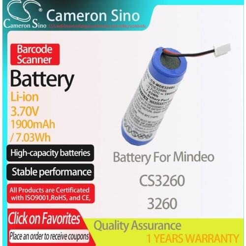 CameronSino Battery for Mindeo CS3260 3260 Barcode Scanner battery 1900mAh/7.03Wh 3.70V Li-ion Blue