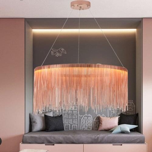 Postmodern Style Living Room Chain Chandelier Nordic Creative Bedroom Dining room Cloth Store Tassel Chain Light Fixtures