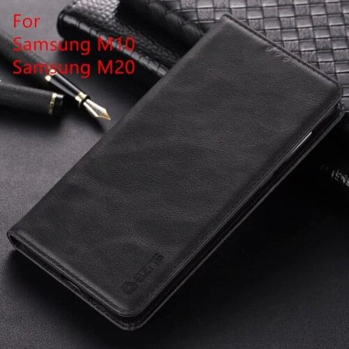 Cases For Samsung Galaxy M20 M10 Case Cover Luxury Vintage Plain Matte Magnetic Flip Leather Phone Bag For SAMSUNG M20 10 Coque