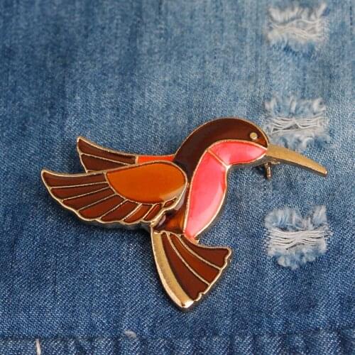 Color Cartoon Hummingbird Brooch Badge Pins Male Female Wearing Party Decoration Brooch Jewelry Gift Wholesale