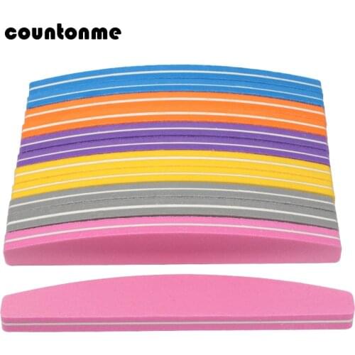 60Pcs Nail File Sponge 100/180 Mix Color Nail Art Polisher Block Washable Double Side Nail Buffer For Finger Polish UV Gel File