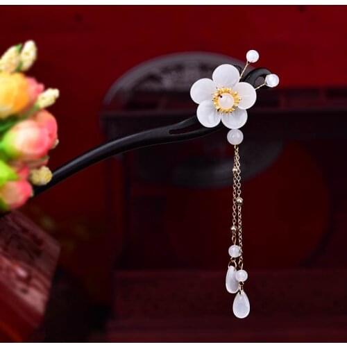 Graceful Dignified Curved Black Sandalwood Hair Stick Retro Temperamental Hair Jewelry Of The Tang Dynasty Hanfu Accessories