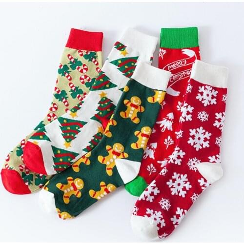 Johnature Winter Warm Thick Comfortable Breathable 2020 New Ladies Cute Print Christmas style Women Socks 5 pairs/lot