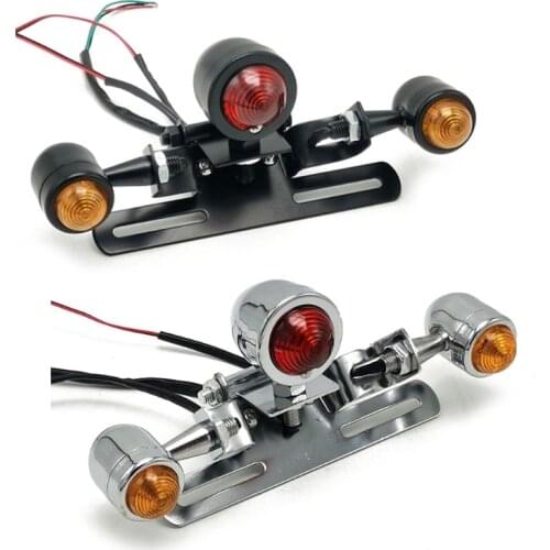 Set of 1 Motorcycles LED Adjustable Stop Motorbike Tail Lamp Driving Light Brake Lamps Turn Signal License Plates Holder