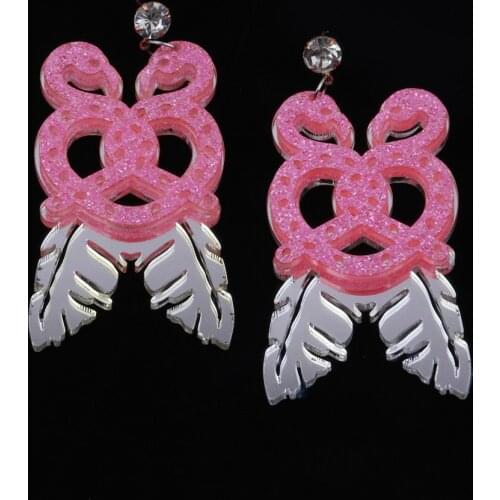 Fashion Shiny Pink Glitter Flamingo Acrylic Drop Earrings For Women Exaggerated Funny Long Dangle Earring Fashion Jewelry Gift