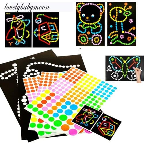 10/15/30pcs DIY Colorful Dot Primary Mosaic Puzzle Stickers Games Cartoon Animal Learning Education Toys Children Kids Gifts