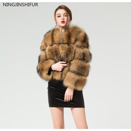 New brand winter jacket women parka real fur coat natural Leather fur coat natural raccoon fur coat
