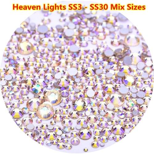 New Color Heaven Lights SS3-SS30 Mix Strass ss30 Crystal ss3 Flat Back Micro Rhinestone ss20 3D Non HotFix Nail Art Decoration