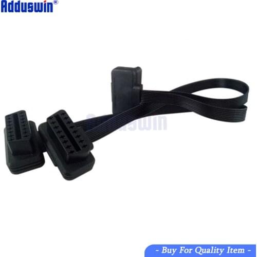 2019 New Design Excellent Flat OBDII OBD-II OBD 2 OBD2 16 Pin Male To dual Female Y Splitter Elbow Extension Cable