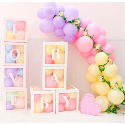 4pcs letters Transparent Box Balloons Accessory Baby Shower Happy Birthday Balloons Wedding Decoration Balloons Box Party Balloo