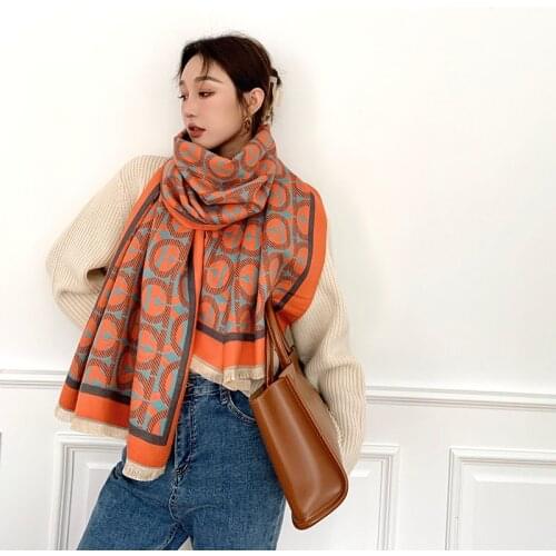 2021 Luxury brand winter double-sided scarf women cashmere warm scarf thickened soft shawl wrap