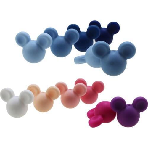 Silicone Beads Mickey 20pcs Baby Teething Beads Chew Product Food Grade Silicone BPA Free Pacifier pendant Necklace Making