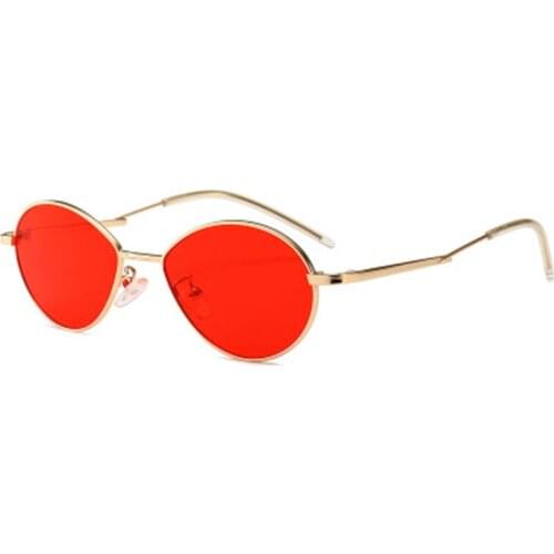 Unique Curved Metal Legs Glasses Women Men Small Oval Narrow Sunglasses