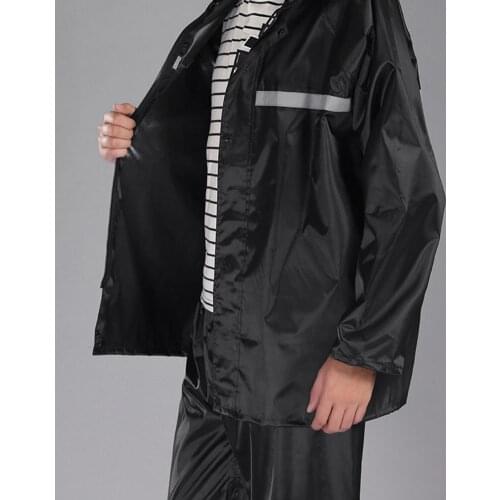 2Pcs Men Oxford cloth Windproof Reflective Hooded Raincoat Pants Outdoor Cycling Rain Outfit adult split pvc outdoor raincoat su