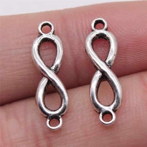 WYSIWYG 20pcs Infinity Symbol Connector Charms Diy Jewelry Making Jewelry Finding Antique Silver Color 6x21mm