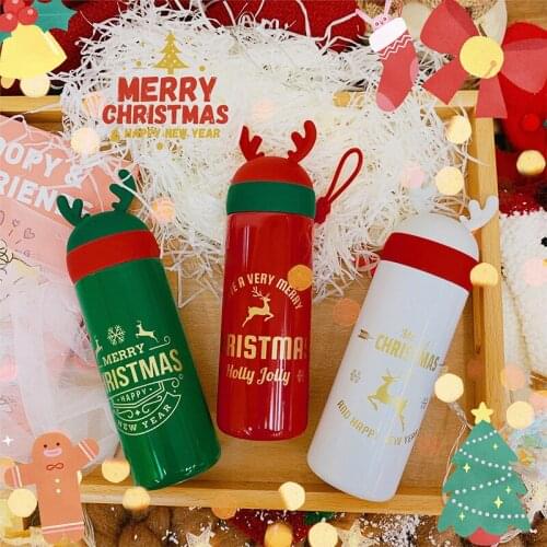 Winter Christmas gift thermos cute elk antlers simple student stainless steel cups ins wind cups Christmas cup cartoon cup
