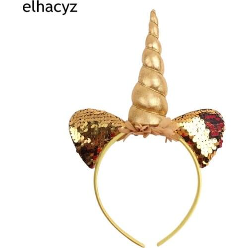 1PC New Chic Unicorn Headband Reversible Sequins Cat Ears Hair Band Women Party Hairband Kids Lovely Gift Girls Hair Accessories