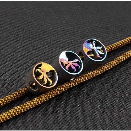 1PCS Blued Titanium Alloy Knife Beads Eagle Claw Paracord Umbrella Rope Cord Outdoor EDC
