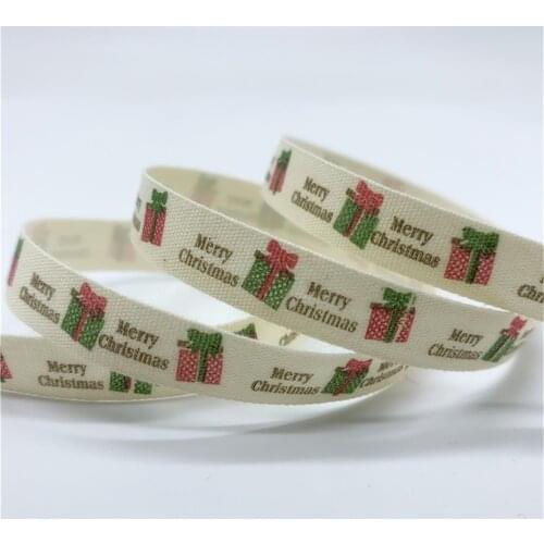 10/15/25mm 5yards Printed Christmas gift Cotton Ribbon Handmade Cotton Lace Ribbon For Christmas Decoration DIY Sewing Fabric