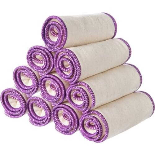 10pcs 3 Layers Hemp Colorful Diaper Insert Reusable Super Soft Baby Nappy Insert 35x13.5cm for Cloth Diaper&Covers