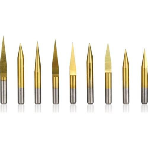 10pcs tin coated 3.175mm shank pcb carving bit 45 60 90 degrees pcb router machine bit milling tool v shape engraving cutter