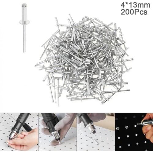 200pcs M4x13mm Aluminium Rivet Gun Core Pulling Riveting Break Mandrel Nail with Mushroon Head and Polished Chrome Surface