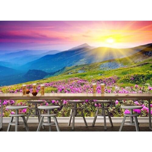 Brick wallpaper 3d customize Living room bedroom Landscape flower sea background wall