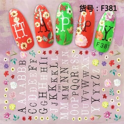 5sheets English alphabet design ADhesive decals Nail Art decorations Stickers acrylic nail accessories beauty manicure tool F379