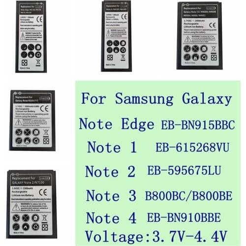 High quality battery for Samaung galaxy Note 4 1 2 3 Edge N9150 battery for galaxy Note II III IV I Rechargeable battery