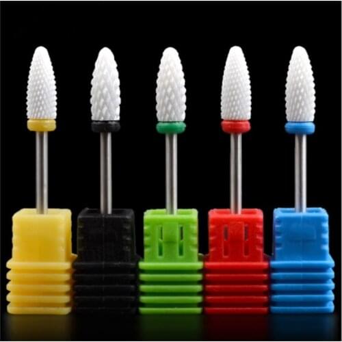 Ceramic Nail Drill Bit Electric Drill Cylinder Drill Bits Fine Coarse Manicure Pedicure Machine Cuticle Remover 100pcs