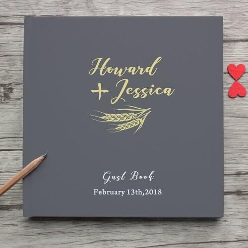 White Wedding Guest Book Alternatives Personalized Wedding Guestbook Wedding Album Modern Yellow Wheat Ears Wedding Decor