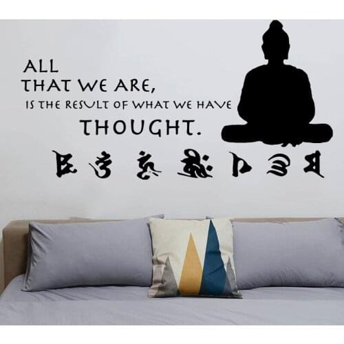 Large Buddha Meditation Yoga Buddhist Wall Sticker Living Room Buddha Inspirational Quote Wall Decal Bedroom Vinyl Home Decor