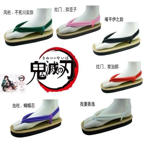 Demon Slayer Kimetsu No Yaiba Anime Cosplay Shoes Kamado Tanjirou Sandals Kamado Nezuko Geta Clogs Agatsuma Zenitsu Flip Flops