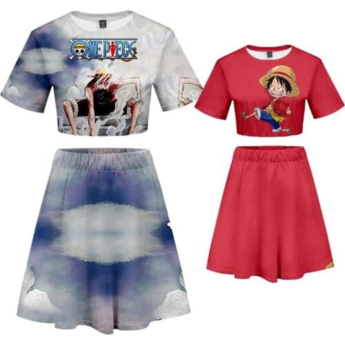 ONE PIECE Costume Monkey D Luffy Girls Sexy Club outfits Two Piece Set Roronoa Zoro Summer Short Top Skirt L321