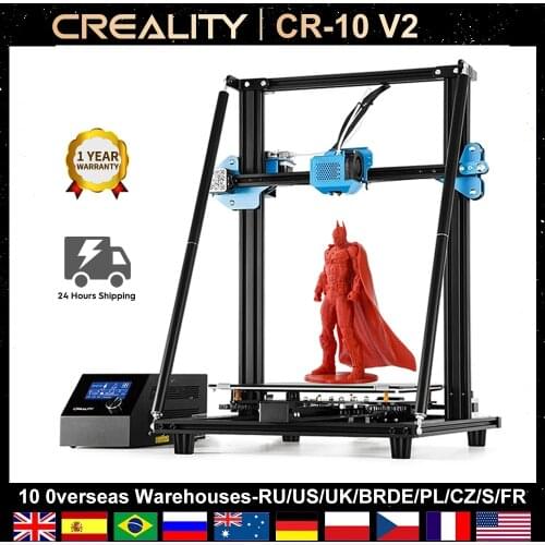 Creality CR-10 V2 3D Printer with All Metal Extruding Silent Motherboard Meanwell Power Supply 300*300*400mm Printing Size
