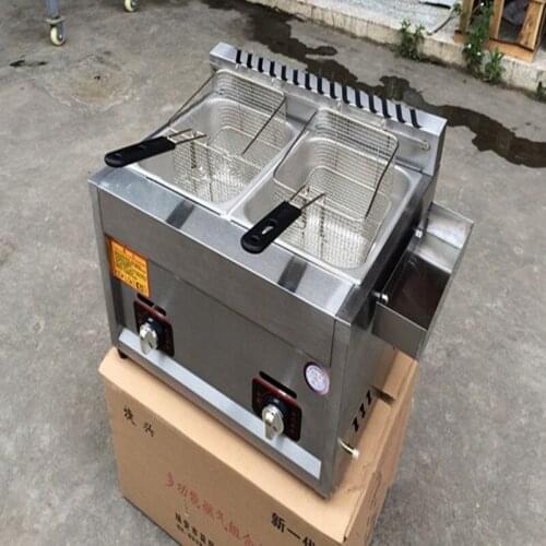 Gas heating fryer commercial stainless steel fryer chicken potato double-cylinder deep fryers ZF