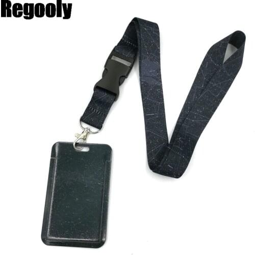 GPS Network lines Pattern Lanyard Credit Card ID Holder Bag Student Women Travel Card Cover Badge Car Keychain Decorations