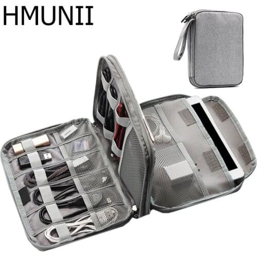 HMUNII Double layer Oxford Fabric Digital Packet Data Line Earplugs Charge Treasure Mobile Power Storage Bag Travel Accessories