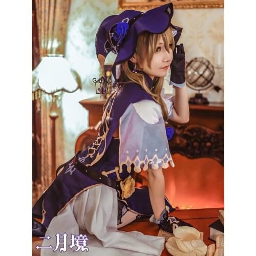 2021 Hot Game Genshin Impact Lisa Game Suit Dress Uniform Cosplay Costume For Halloween Carnival Fancy Party