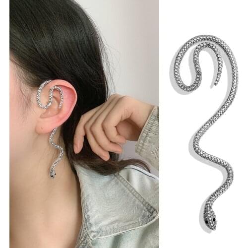 1PC Brass Snake Earing Clips Without Piercing Retro Vintage Gothic Rock Punk Earrings for Women Ear Clip Cartilage Jewelry