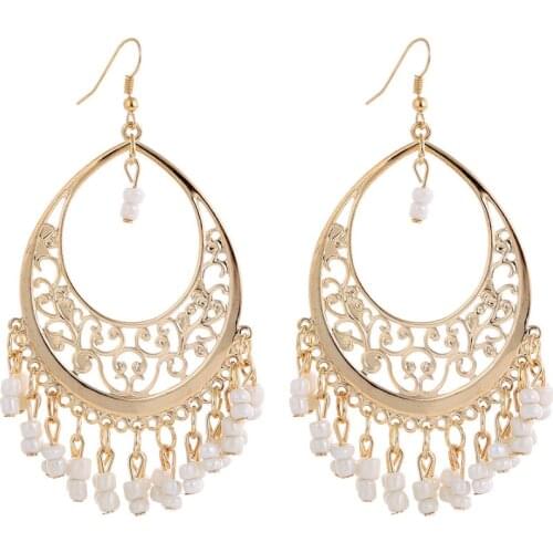 Min. order is 9 usd (can mix) Bohemia Style Indian Retro Beads Tassel Earrings Dangle Drop Earrings for Women Jewelry
