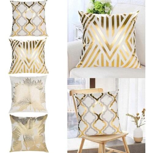 Gold Leaves Print Pillow Cover Home Cotton Pillowcase Cushion Cushion Decorative Cushions for Sofa Seat Covers Throw Pillow Case