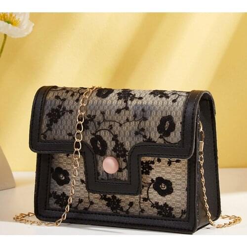 Summer New Womens Messenger Bag Fashion All-match Small Square Bag Trend Mesh Bag Hit Color One-shoulder Mobile Phone Bag