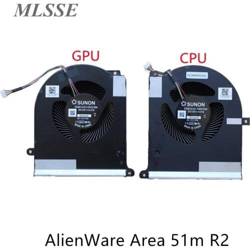 NEW For DELL AlienWare Area 51m R2 CPU GPU Cooling Fan RTX3080 TPV77 TW5Y8 EG80151S1-C020-S9A EG80151S1-C010-S9A Full Tested