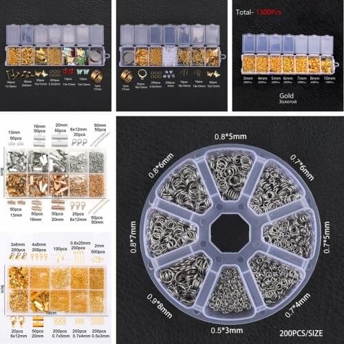 Crimp Lobster Clasp Jump Rings Earring Hook Hoops Back Stud Pins Charms For Jewelry Making Supplies Kit DIY Findings Accessories