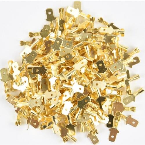 100Pcs/lot 2.8/4.8/6.3mm Female and male Crimp Terminal Connector Gold Brass/Silver Car Speaker Electric Wire Connectors Set