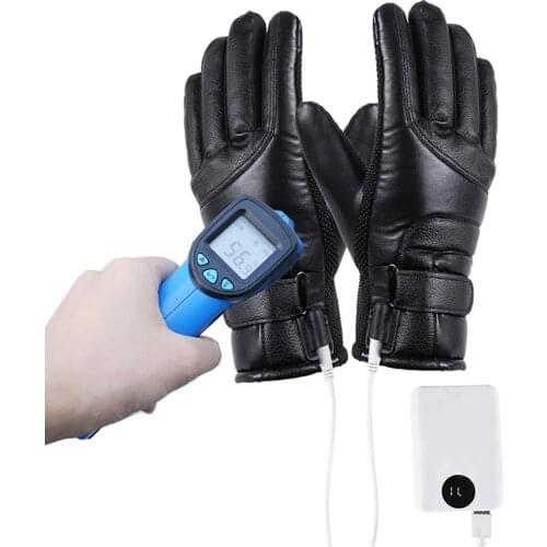 Motorcycle Outdoor Riding Heating Gloves USB Power Stepless Temperature Control touch screen Unisex Faux Leather cycling supply