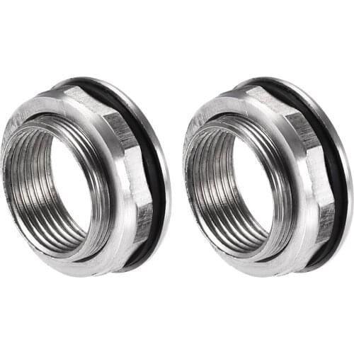 Uxcell Bulkhead Fitting, G3/4 Female 1.14" Male, with Silicone Gasket, for Water Tanks, Stainless Steel, Silver Tone, 2Pcs
