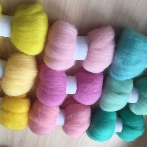 DIY Needle felt 66s wool felt poke fun soft feeling Wool Fibre Tops Roving DIY Spin mix color 10g/9pcs/lot