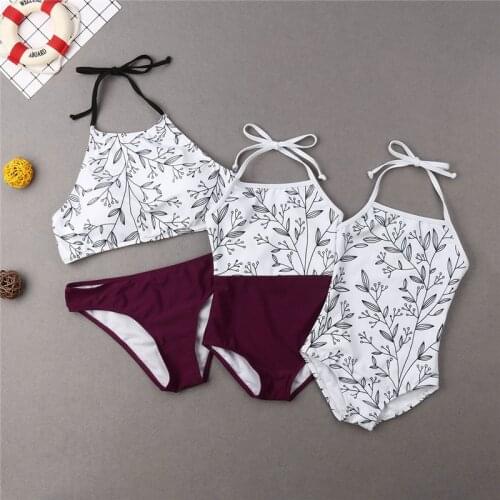 Family match Mother Daughter swimsuit Biquinis High neck Print Brazilian halter holiday kids 2-10T bathing bikini beachewar 2019